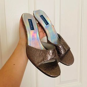 Vintage 90s Bakers Shimmery Brown Slide On Heels Sandals